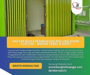 Daftar Biaya Pembuatan Rolling Door Custom – Bahan Tebal & Awet