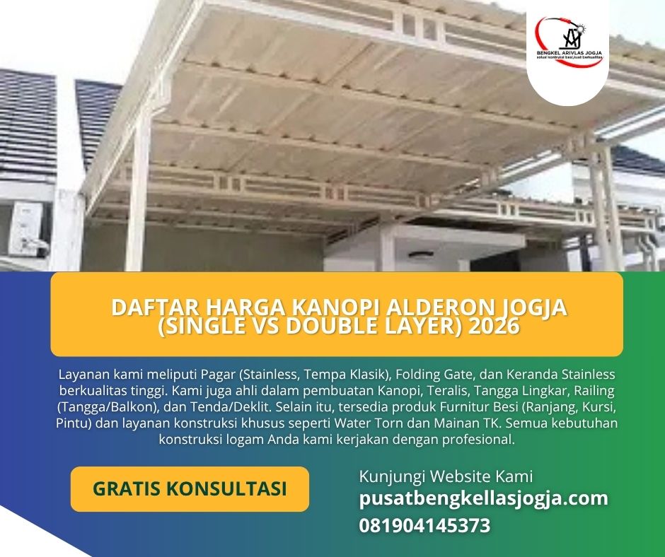 Daftar Harga Kanopi Alderon Jogja (Single vs Double Layer) 2026