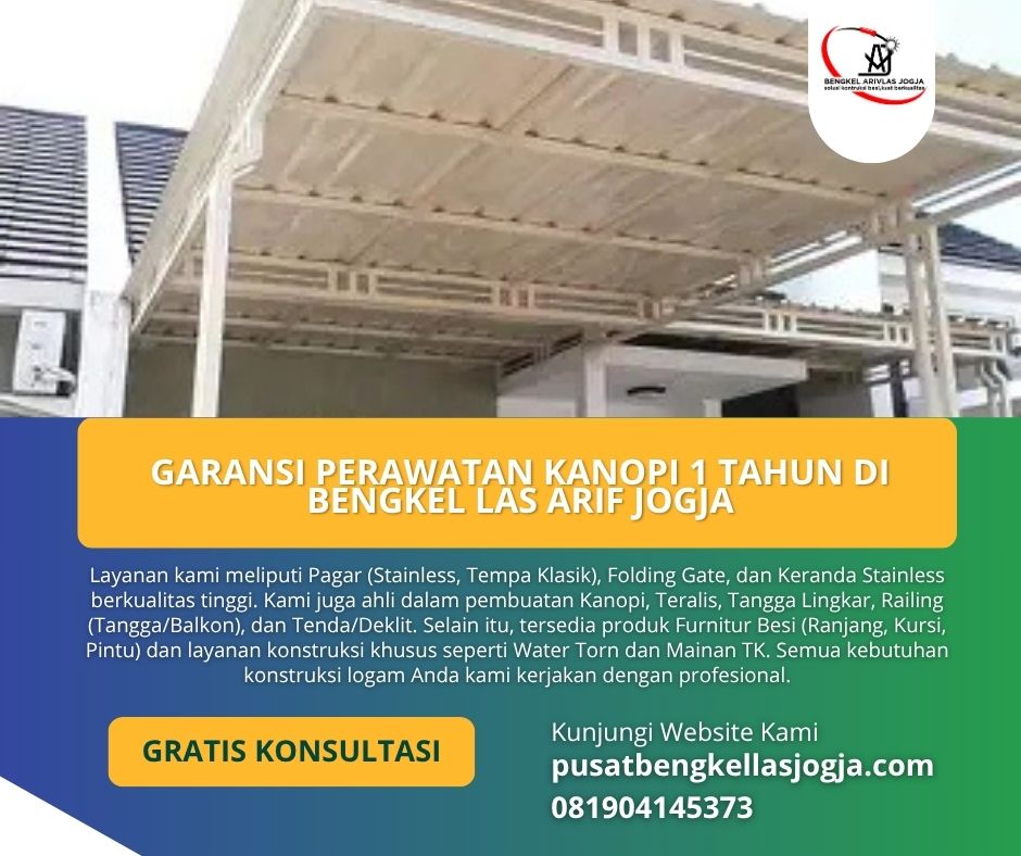Garansi Perawatan Kanopi 1 Tahun di Bengkel Las Arif Jogja